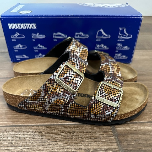 Birkenstock snake print brown Women’s Sandals Size 37/6 - Picture 3 of 6